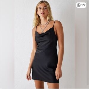 Urban Outfitters Cowl Slip Black Mini Dress